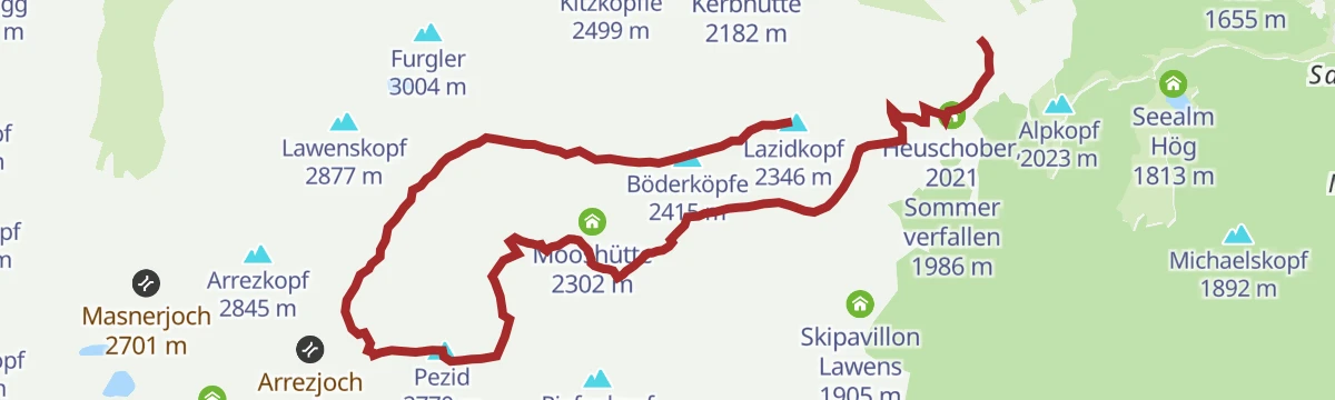 Route map: Pezid (2.770 m) vom Lazid